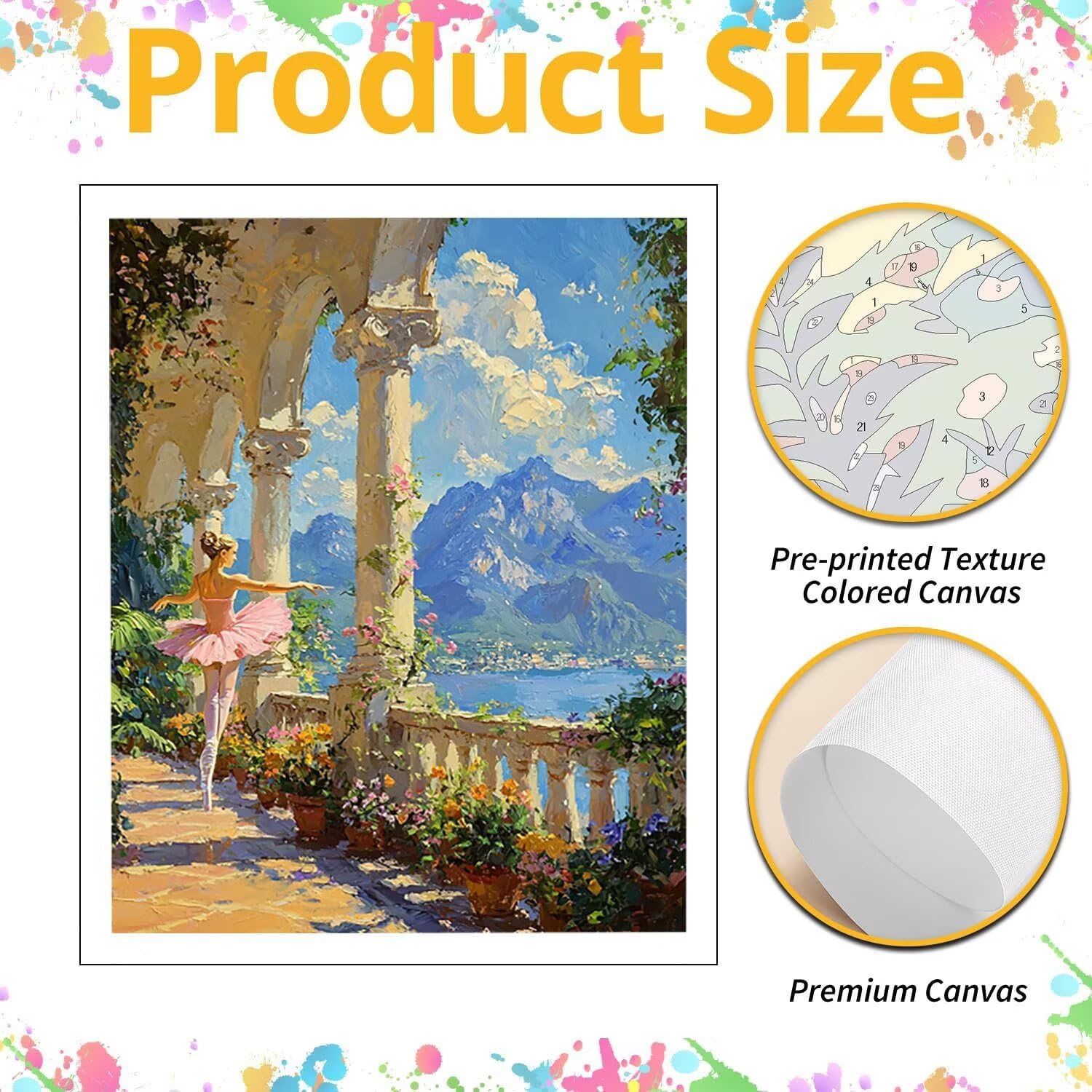 Paesaggio con ballerina Dipingere con i Numeri per Adulti, 70x90cm a-226 | Paint by Numbers Kit con Pennelli e Acrilico Pigmento, Fai da te Olio La Pittura di Numeri Kit, Decora la Casa, senza Cornice