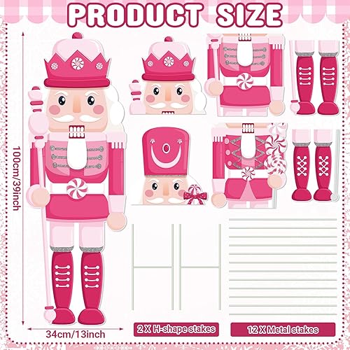 Miniatura 2 de Letrero grande de Navidad con estacas de cascanueces para patio, 2 piezas, decoración de patio al aire libre, soldado de Navidad, letrero de césped