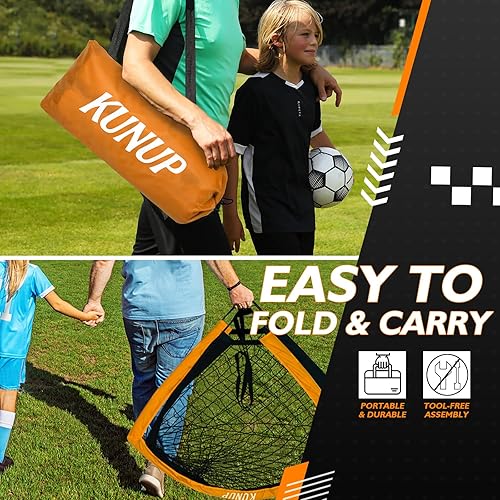 Miniatura 5 de Portería de fútbol portátil de 5 x 3, 6 x 4, 9 x 5 pies, para patio trasero, red de práctica de fútbol plegable con bolsa de transporte para niños