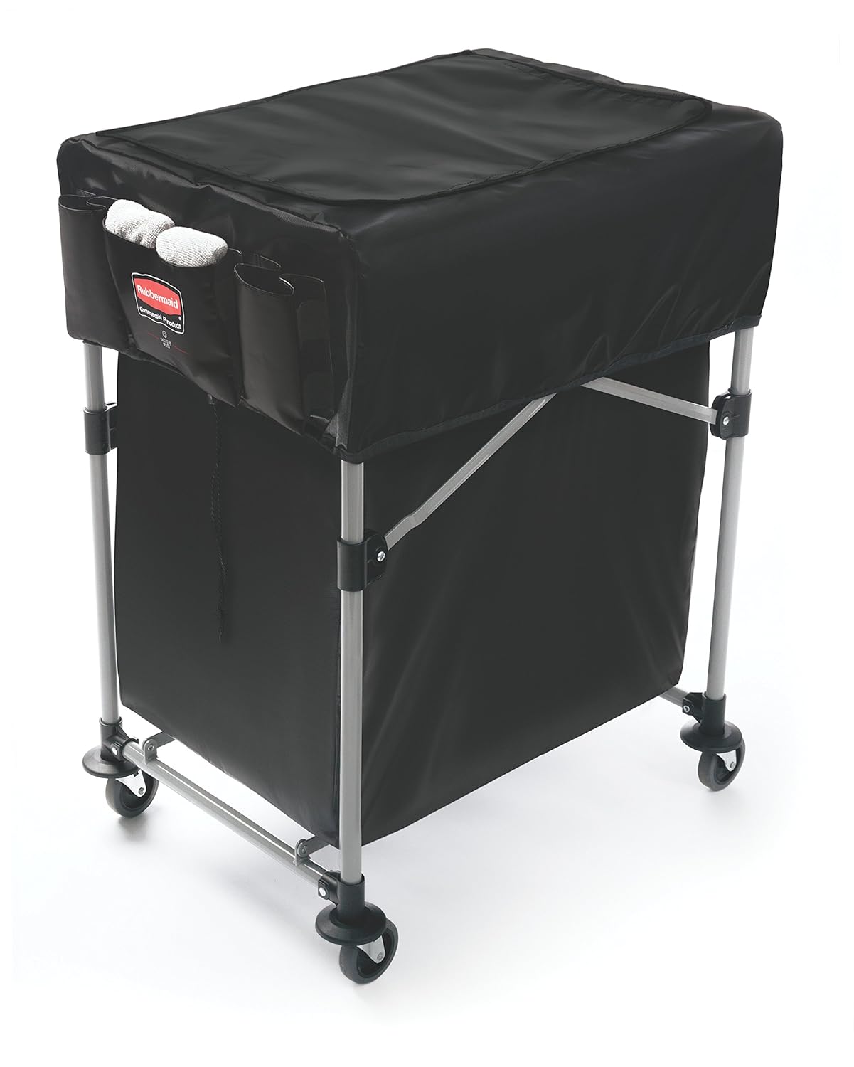 Rubbermaid Commercial Products, Cover for Rubbermaid Collapsible X-Cart 4 Bushel with Quick-Access-Lid and Multiple Built-in-Storage Pockets, Small (1889863)