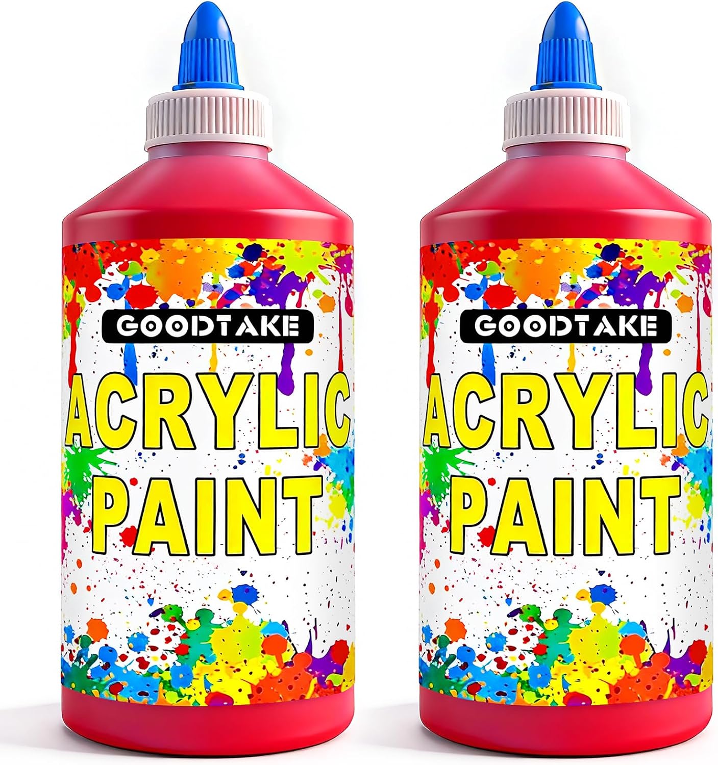 GOODTAKE Jumbo Size Acrylic Paint - 2 Pack of 17 Fluid Ounces (34 Oz Total) - Red Acrylic Paints for Large Art Projects, Murals & DIY Crafts - Rich, Premium Acrylics for Canvas & More (Red, 34 Fl Oz)