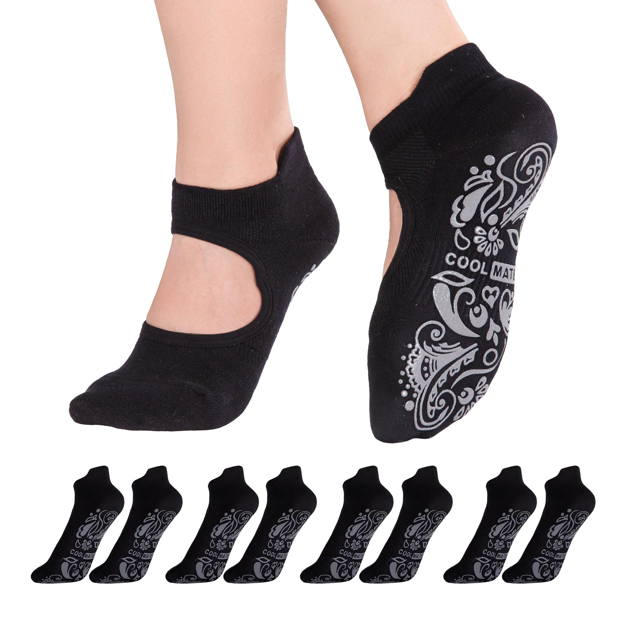 CoolMate Pilates Socks with Grips for Women, Non Slip Yoga Socks