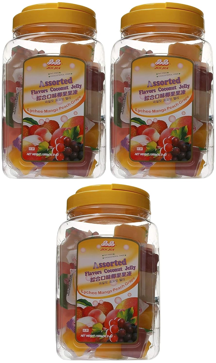 Jin Jin Assorted Fruit Coconut Candy Lychee Mango Peach