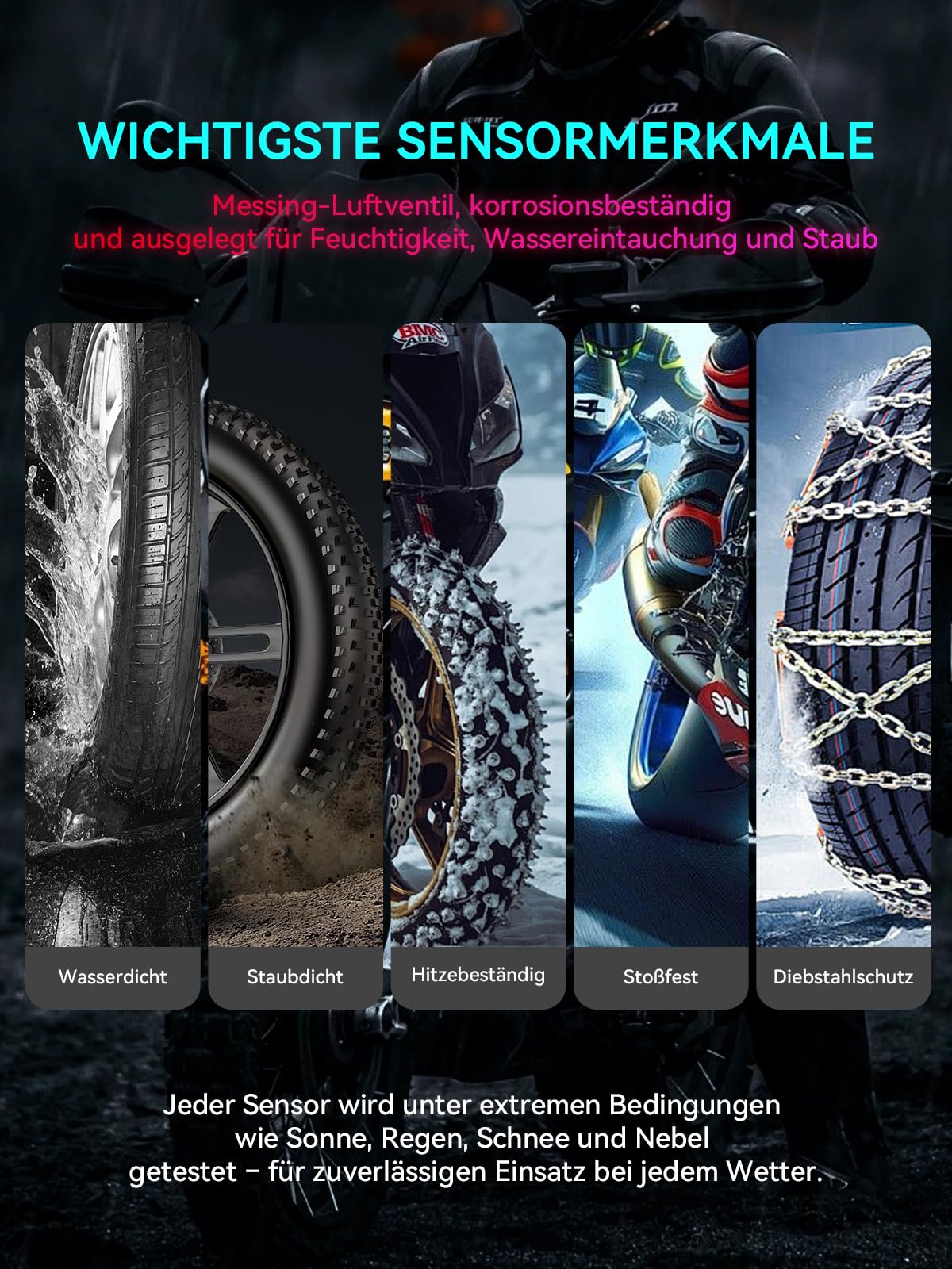 Spedal Reifendruckkontrollsystem TPMS für Motorrad – Bluetooth Reifendrucksens mit App: Druck & Temperatur präzise, Wasserdicht, Echtzeit-Alarm, für iOS & Android (3)