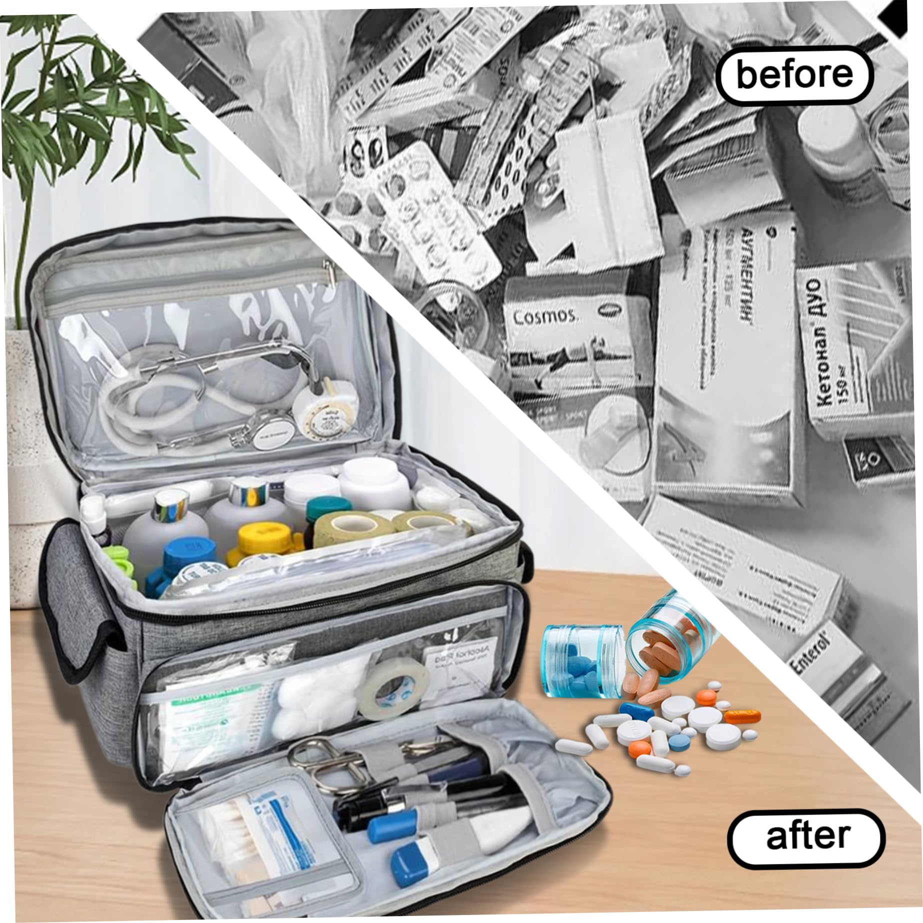Bolsa de primeros auxilios vacías bolsas de equipos médicos impermeables con múltiples bolsas con de suministro médico de la cremallera para el automóvil para el automóvil en casa viajar al