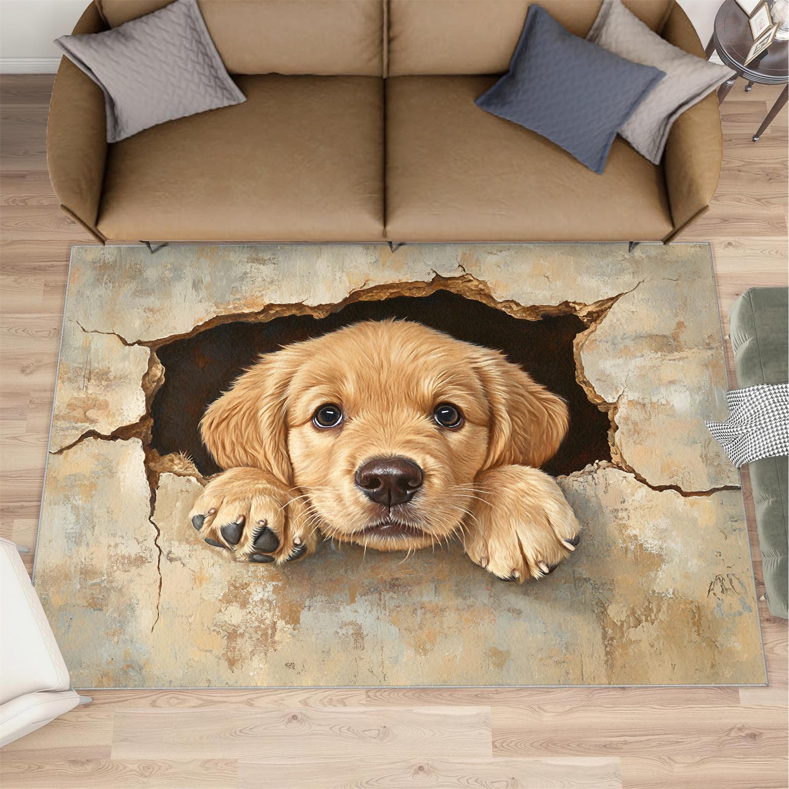 Tapis Labrador Retriever antidérapant - Grand tapis de sol lavable pour chambre