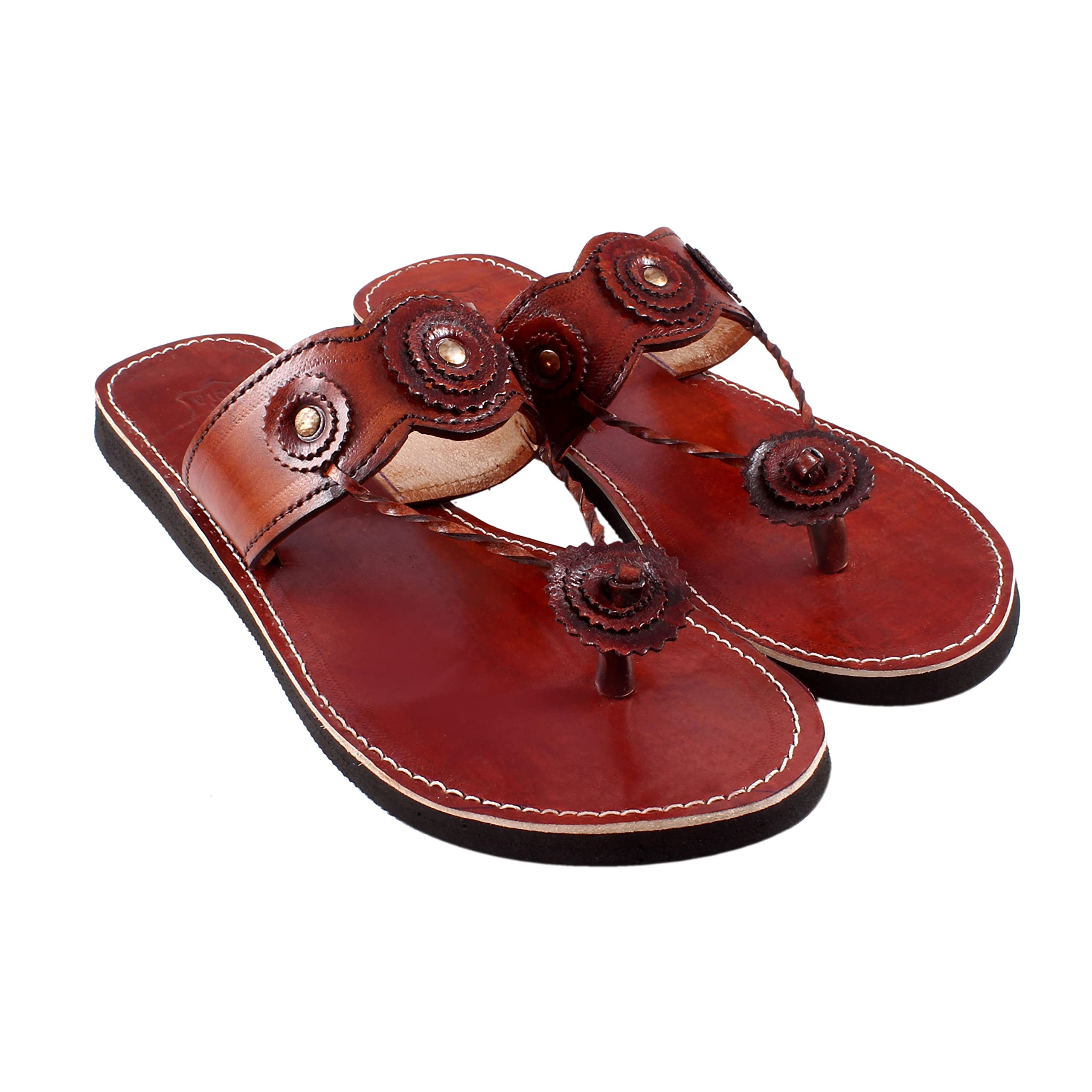 Footrendz Women Ethinc Leather Sandal (Chappal) (Tan-5, numeric_5) (B0B7S3HCP5) Amazon Price History, Amazon Price Tracker