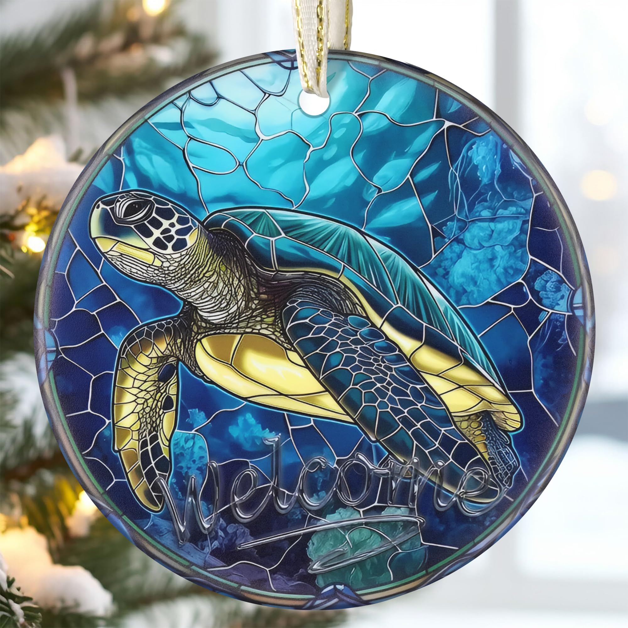 Idée cadeau de Noël originale : la tortue de mer en céramique de 8,9 cm pour sapin