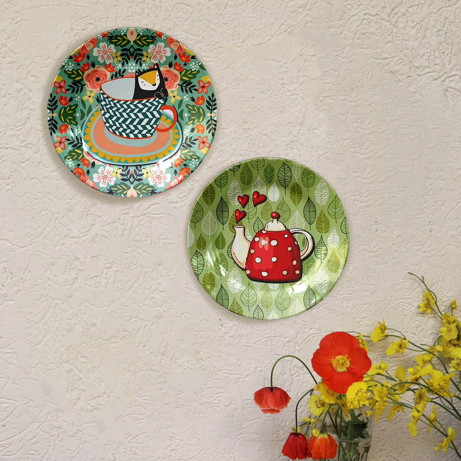 JIKRAA® Amazing Art Decorative Wall Plates | Decor Hanging Wall for Home, Office, Hotel, Cafe Decoration - Combo Design 05 (Set of 2 Plates of 8 Inch)