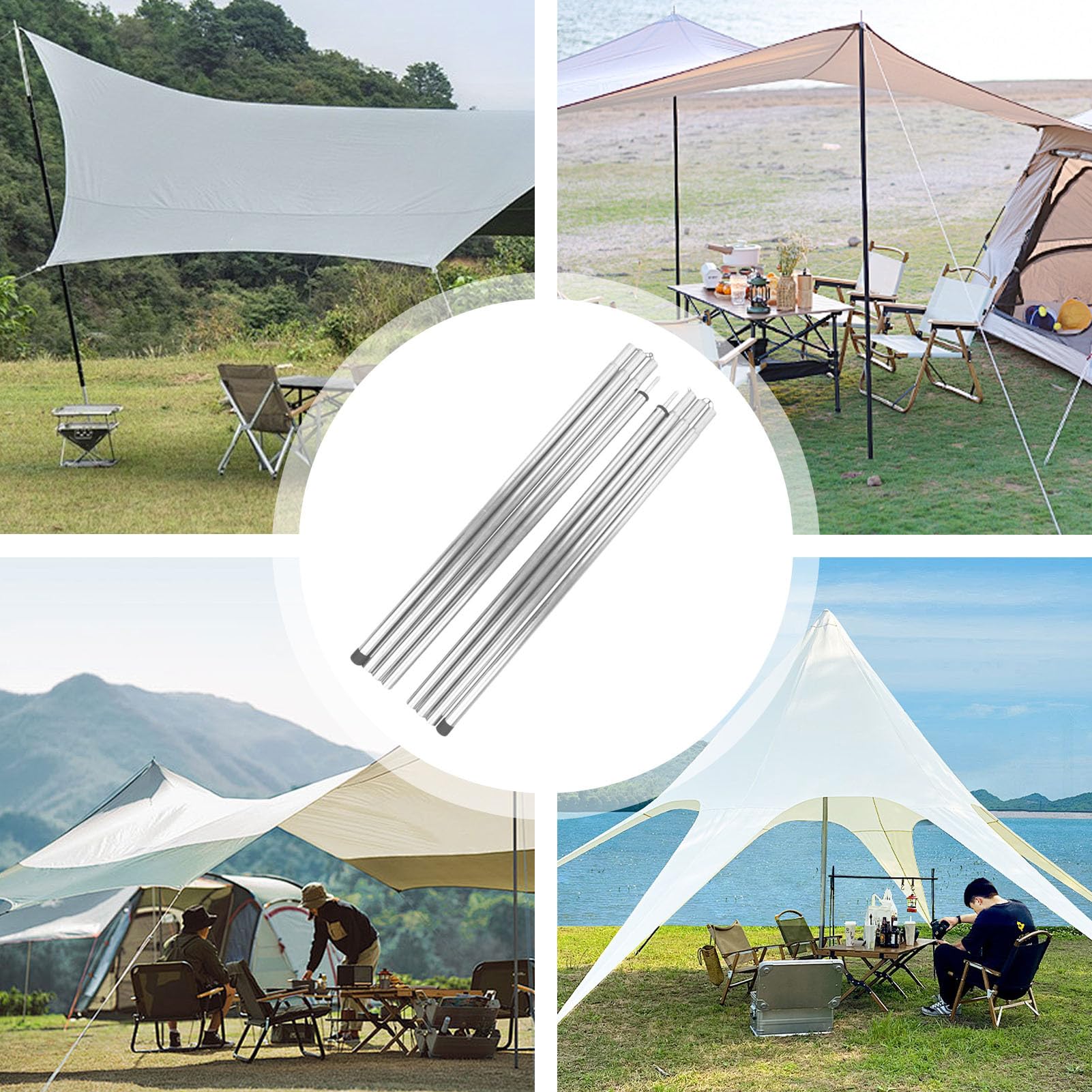 Poteaux pour Toile d'ombrage | Support d'Auvent Universel Portable et Résistant | Poteaux de Tente pour Bâches et Auvents - pour Vacances Voyage Road Trip Plage Plein Air Camping Randonnée Backpacking Poteaux pour Toile d'ombrage | Support d'Auvent Universel Portable et Résistant | Poteaux de Tente pour Bâches et Auvents - pour Vacances Voyage Road Trip Plage Plein Air Camping Randonnée Backpacking