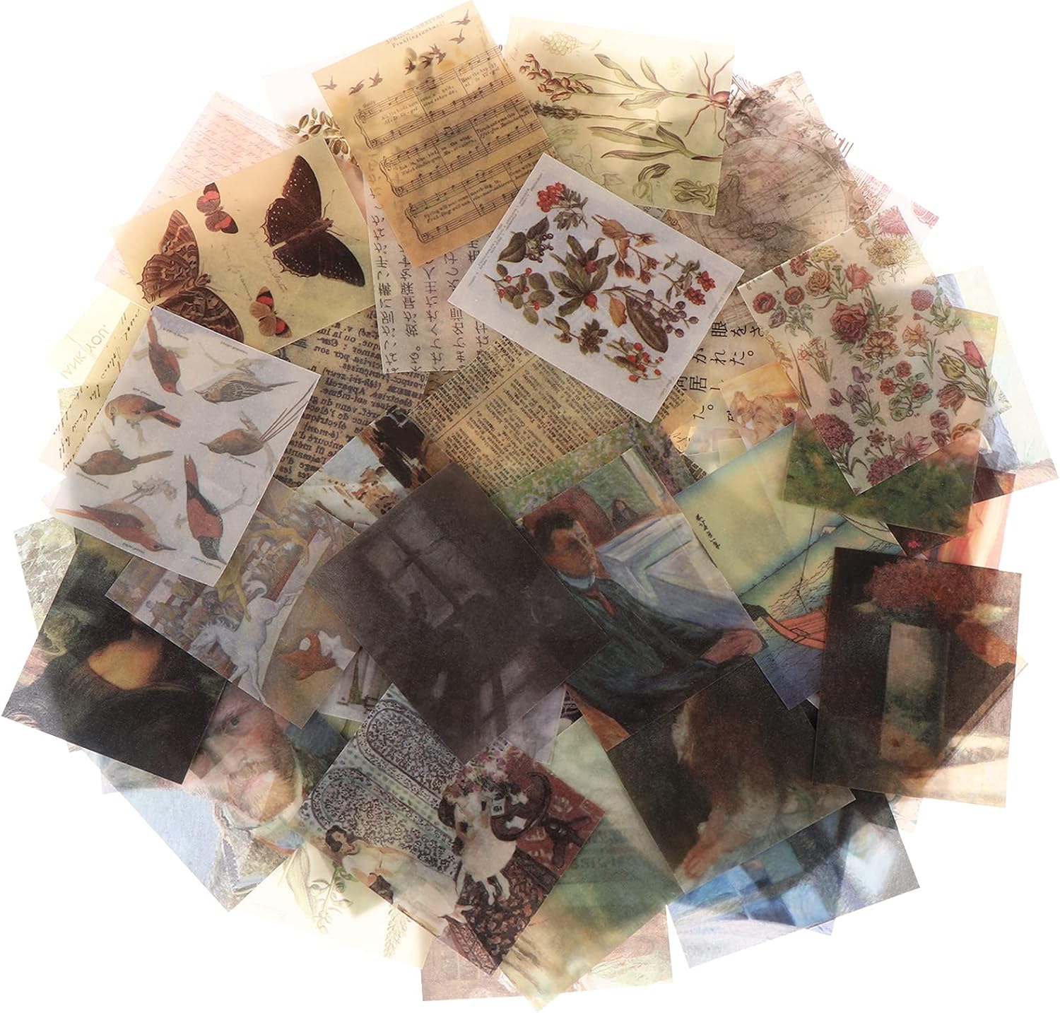 Uoeo 732Pcs Vintage Scrapbooking DIY Material Paper Antique Retro Animal Floral Plant Art Decorative Paper for Scrapbooking Diary Journal Embellishment Supplies