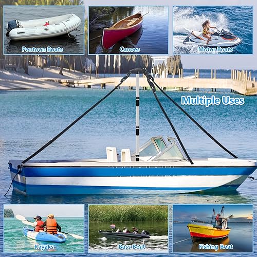 Miniatura 7 de Paquete de 2 postes de soporte para cubierta de barco, postes de aluminio ajustables de 16 a 58 pulgadas, sistema de soporte telescópico de cubierta