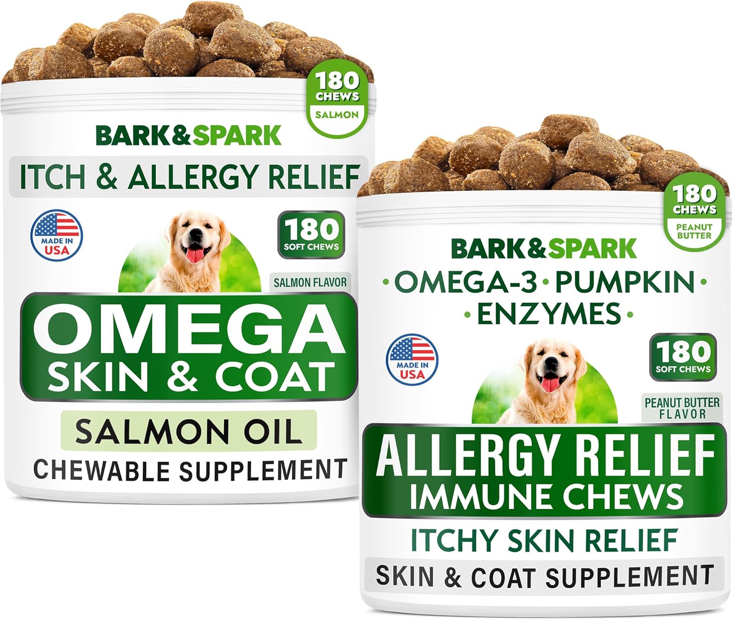 Allergy Relief + Omega 3 for Dogs - Oil Treats for Dog Shedding, Skin Allergy, Itch Relief, Dry Skin & Hot Spots Treatment, Joint Health - Skin and Coat Supplement - EPA & DHA Fatty Acids