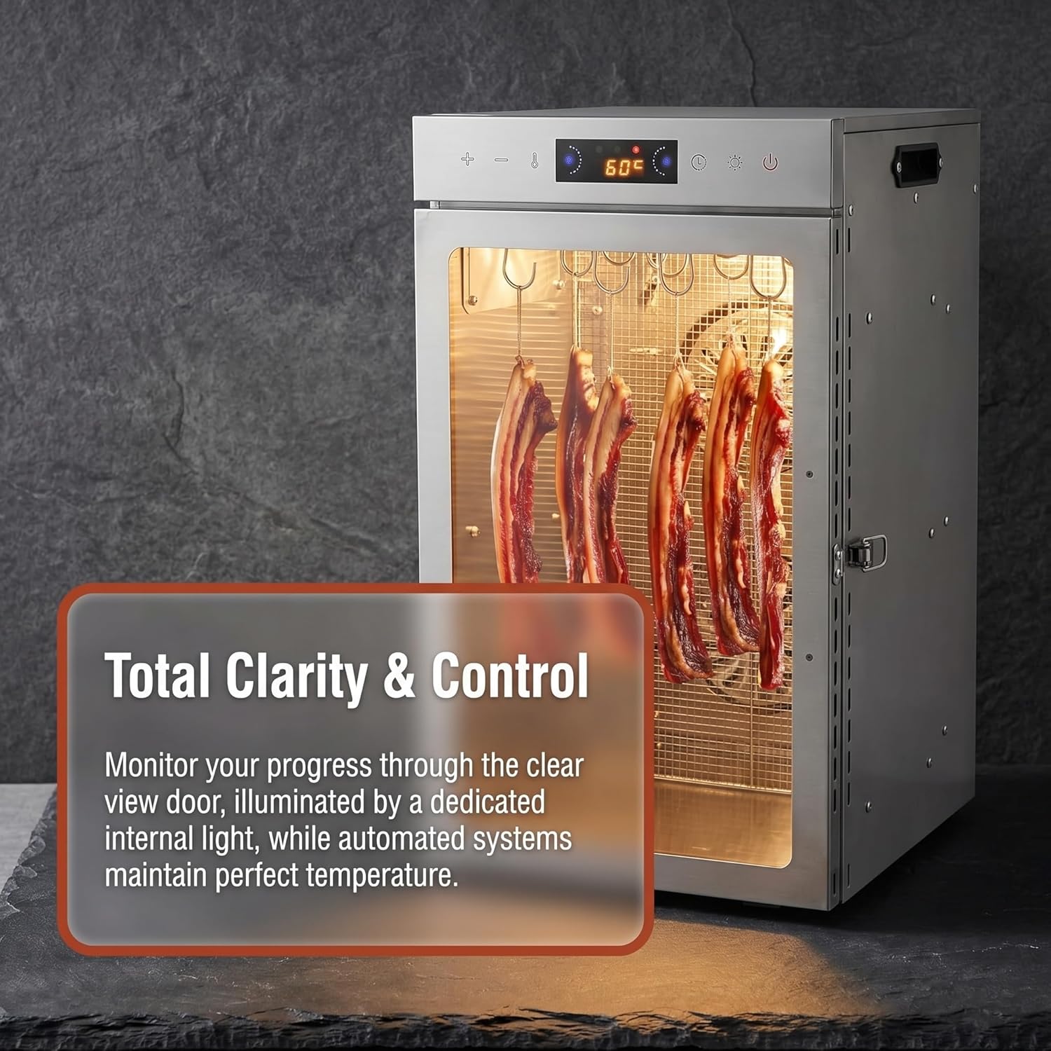 800w Biltong Box Food Dehydrator With Temperature Control, Low Noise, 12 Hooks For Meat, Vegetables & Fruits Drying - Perfect For Jerky & Snacks