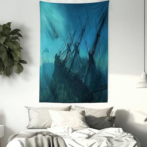 Miniatura 407 de Ambesonne Tapiz gótico, patio con hiedra encantada en la puerta antigua al bosque, colgante de pared ancho para dormitorio, sala de estar, 2-Verde