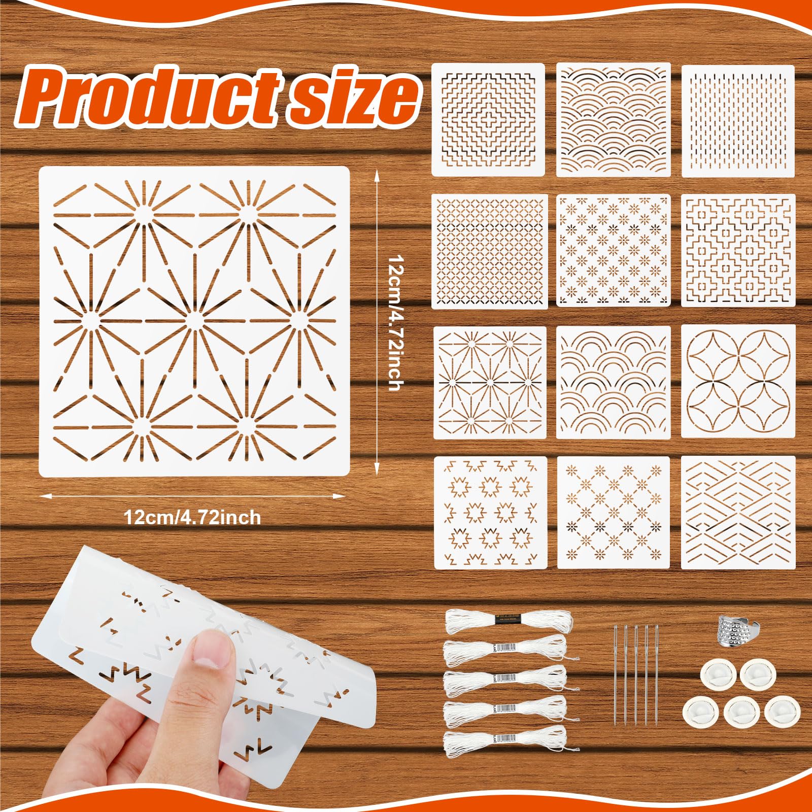 28pcs Plastic Sashiko Stencil Kit - Image 2