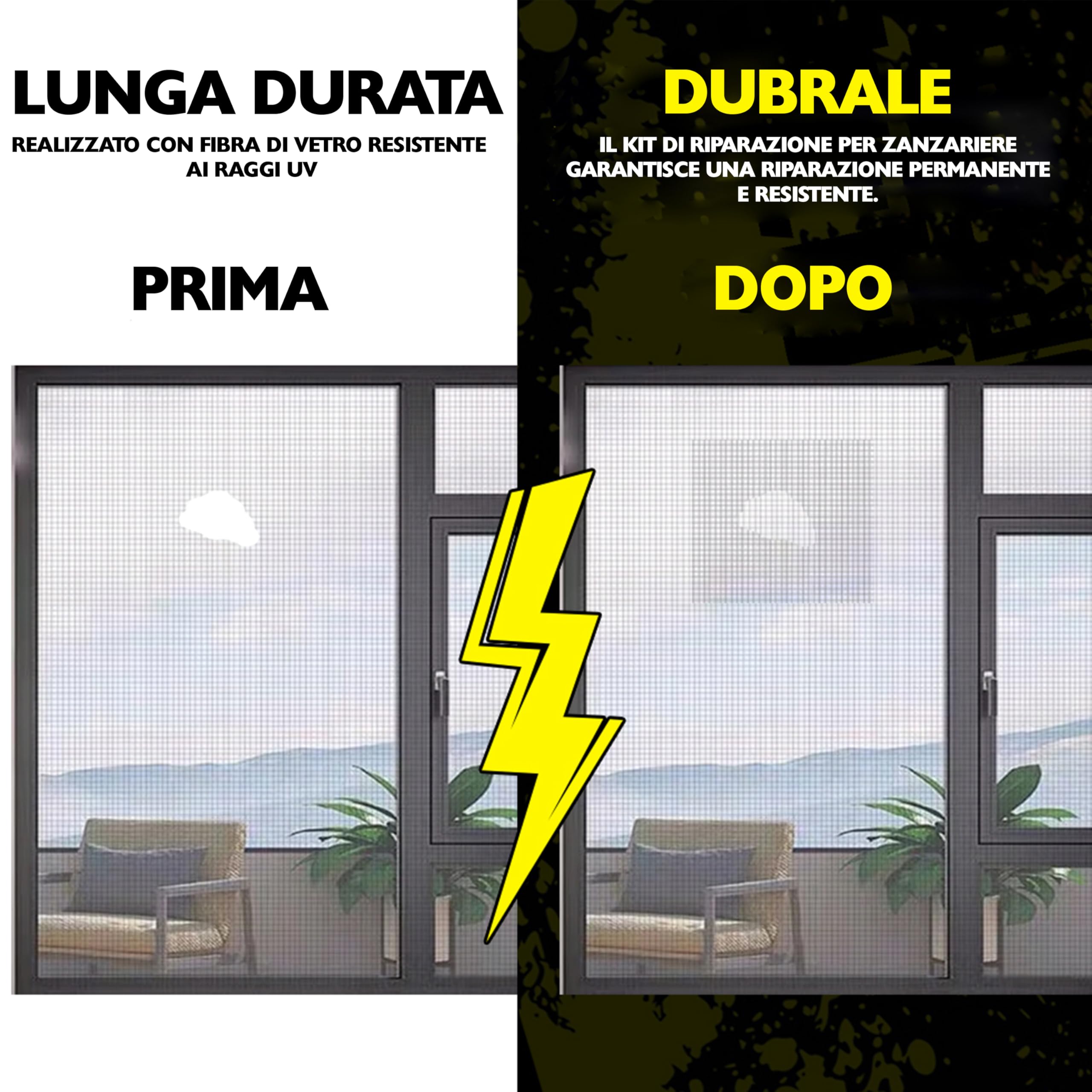 Nastro Adesivo Nero per Riparazione Zanzariere - Extra Resistente Nero - 10cm x 150cm per Zanzariere e Zanzariere Antizanzare – Finestra, Porta e Tenda – Resistente ai Raggi