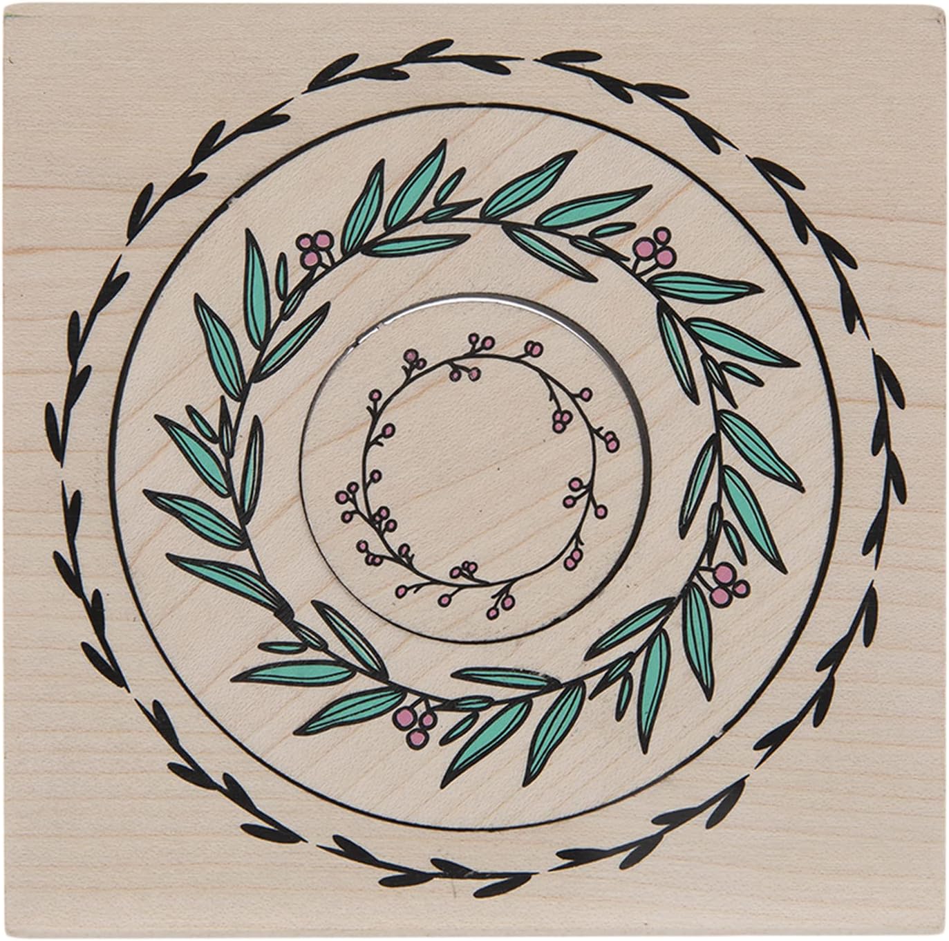 Momenta Nesting Wreaths Red Rubber Wood Mount Stamp
