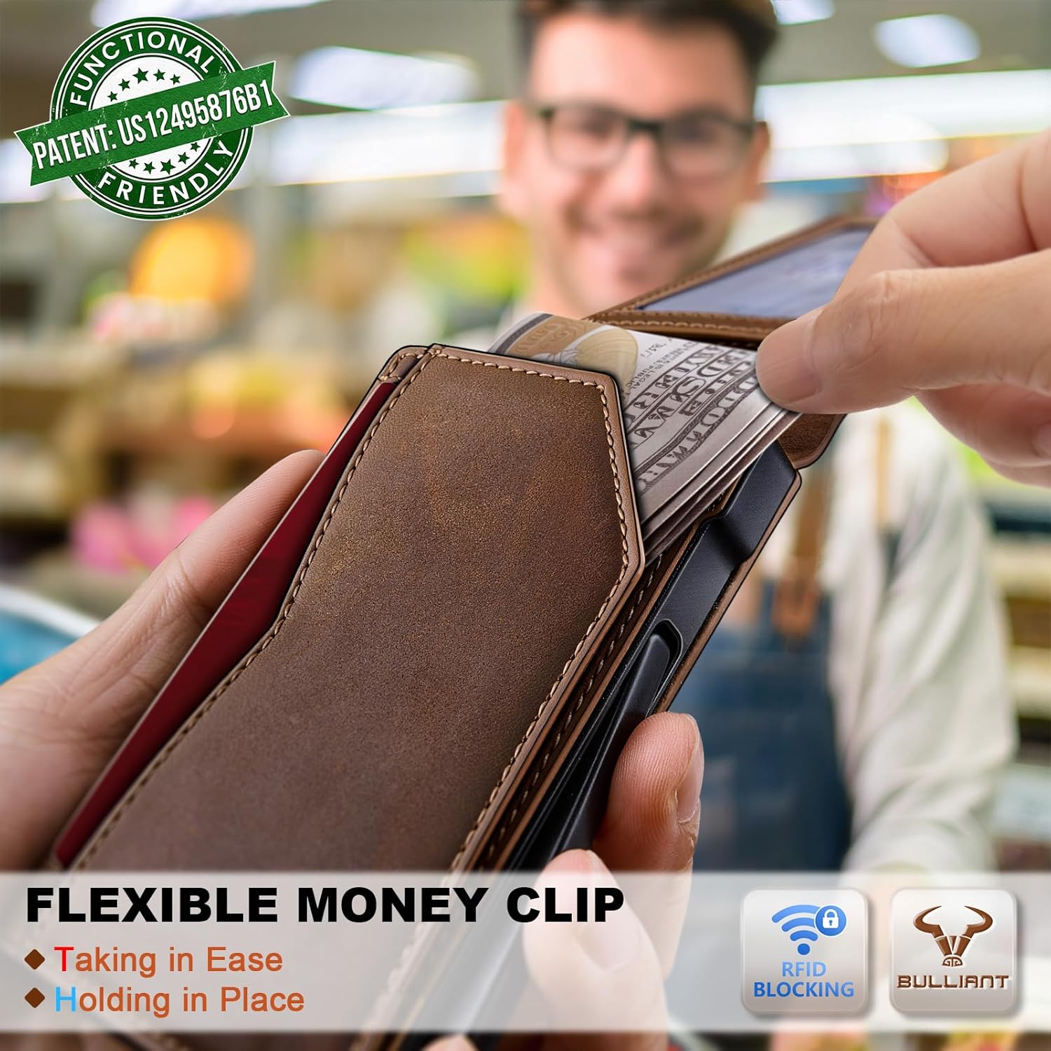 BULLIANT Men Wallet, Metal Wallet Money Clip Magnetic Flip Top Grain Leather 13 Cards Pop-up Access Simplifed Bill Folder - Image 5
