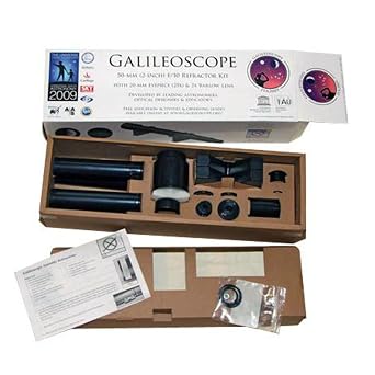 Arbor Scientific Galileoscope Kit - Beginner Telescope for Astronomy Enthusiasts, Adults & Older Children - 50mm Aperture, 25:1 to 50:1 Zoom Ratio, Manual Focus, Altazimuth Mount