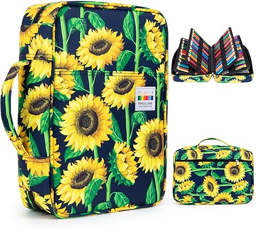 YOUSHARES Estuche organizador de 300 ranuras para lápices de colores, con práctico envoltorio y cremallera, soporte multicapa para lápices de