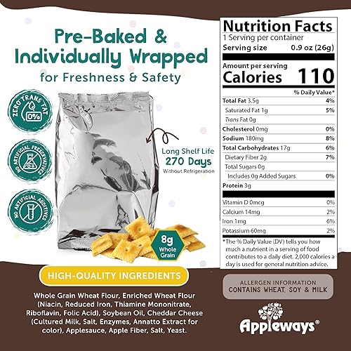 Miniatura 2 de Appleways Galletas de queso cheddar, patatas fritas de queso integral totalmente naturales, aperitivo de queso crujiente saludable, certificado