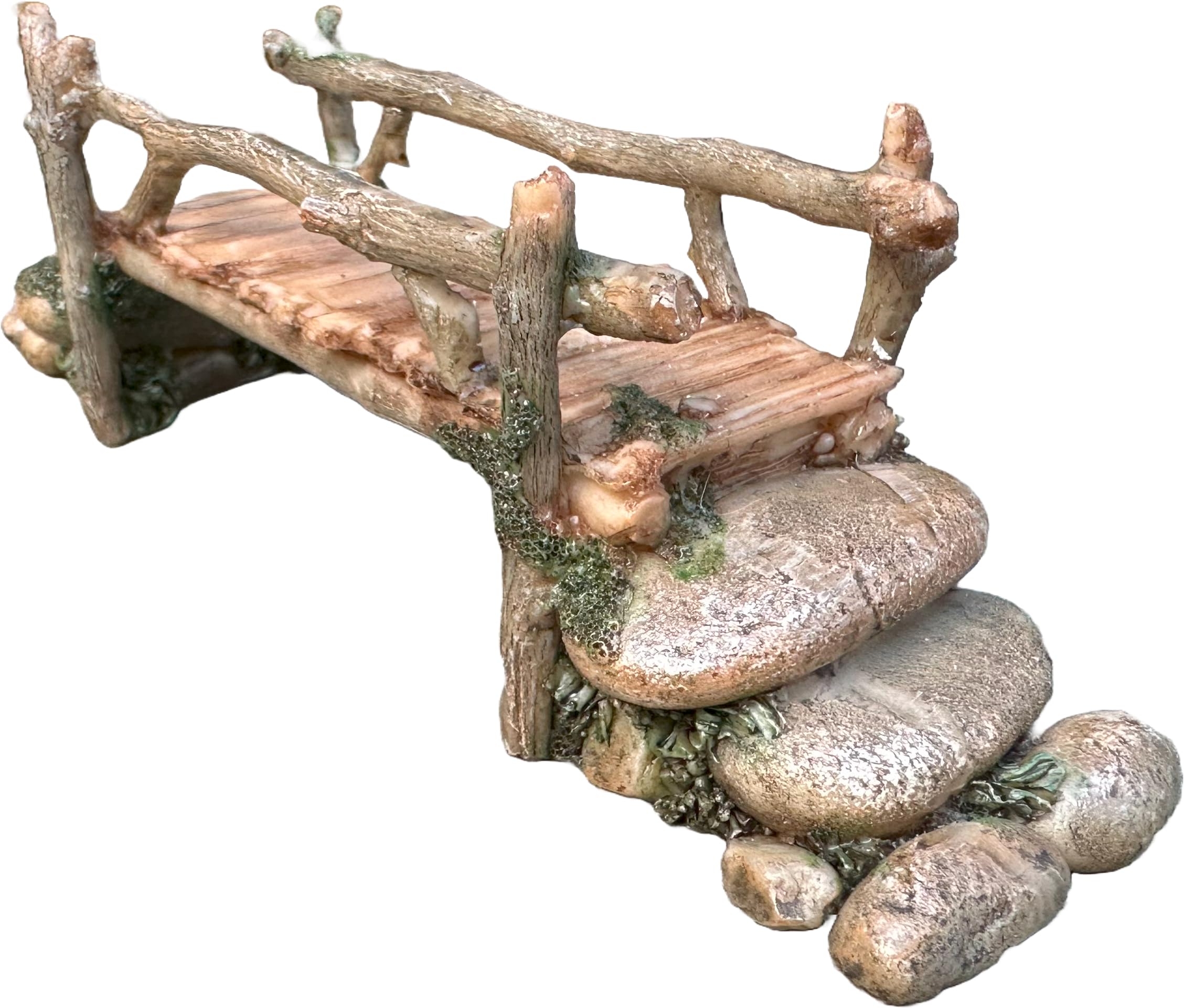 Fairy Garden Bridge, Acrylic, Stone and Log Design, 7.5" Wide