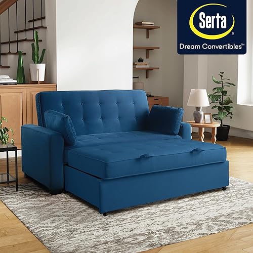 Miniatura 86 de Serta Ainsley Sofá biplaza con cama extraíble de microfibra Java Full Java,Carbón vegetal,Gris claro,Ostra,Azul marino
