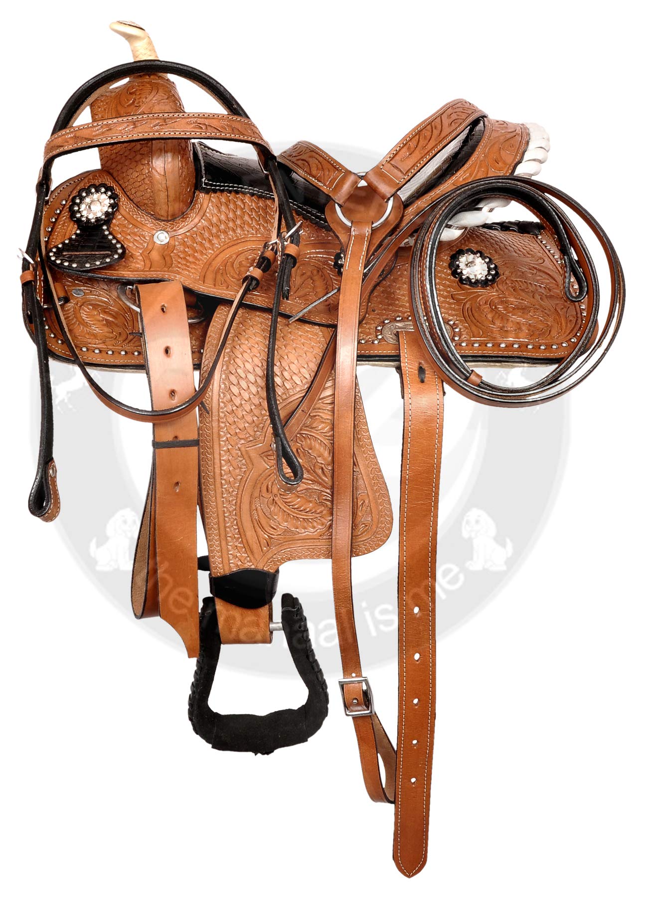 Selle Western Barrel Ridex En Cuir Rugueux – Taille 15 Pouces – Avec Jeu D'attaches Gratuit