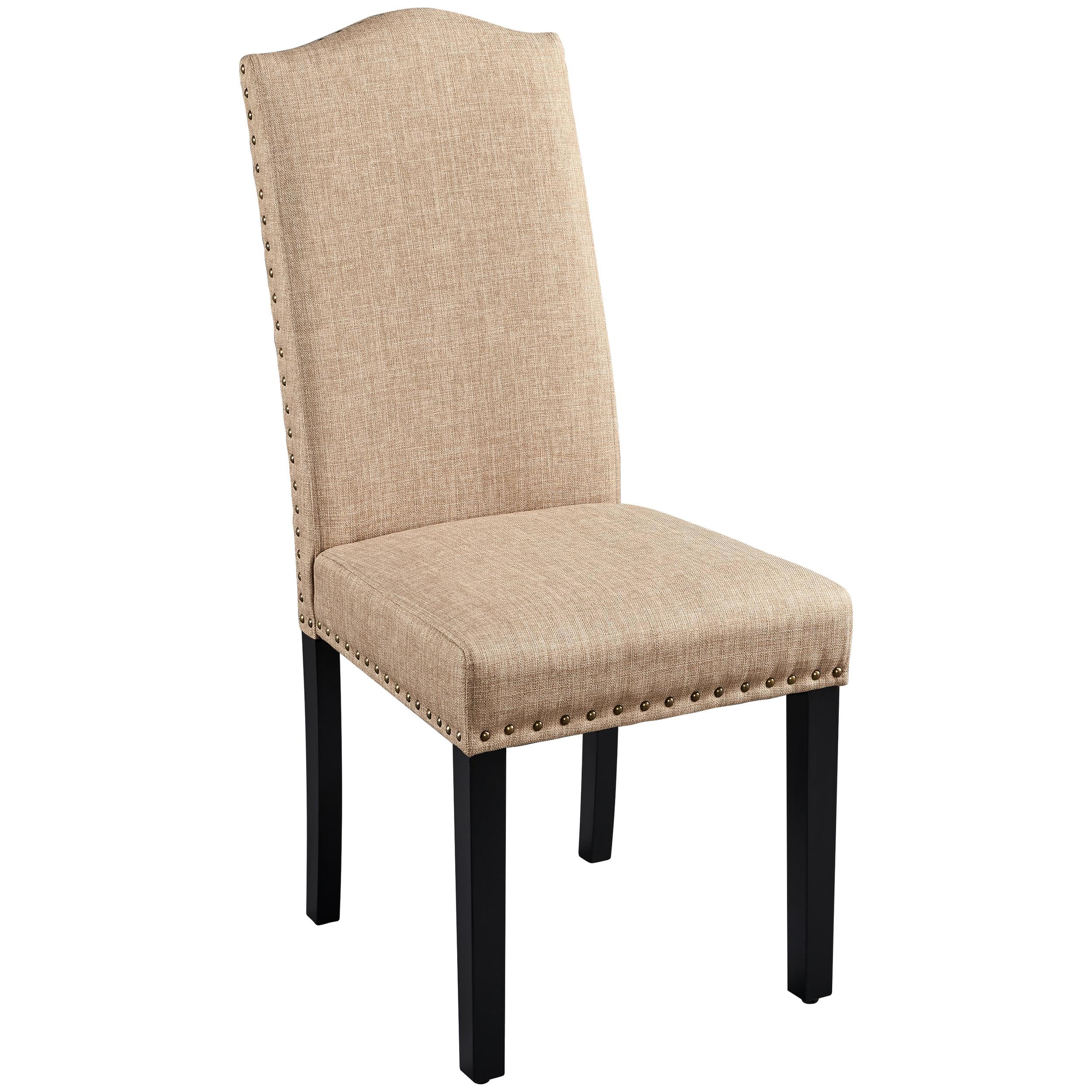 Yaheetech 4pcs Sillas de Comedor Tapizadas en Tela Silla con Respaldo Khaki | Silla para Comedor con Respaldo, Silla Tapizada de Tela, Pata Madera, Pack de Sillas para Restaurante, Sillon