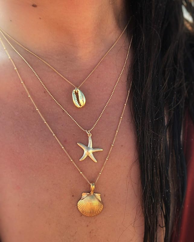14k Solid Gold Cowrie Shell Necklace 