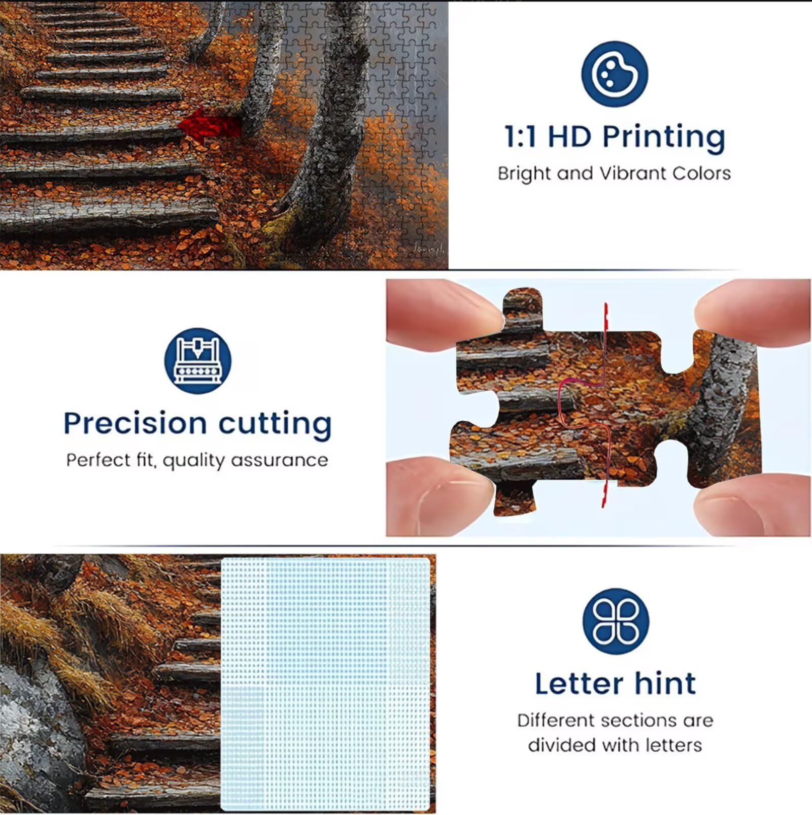 Puzzle 1500 Teile, Puzzle 1500 Teile Erwachsene Wald Kleiner Pfad Muster, Holzpuzzle DIY Set Erwachsene, Dickes Material & Perfekte Verzahnung, Reflexionsfreie Oberfläche, Puzzlespiele W3H-201
