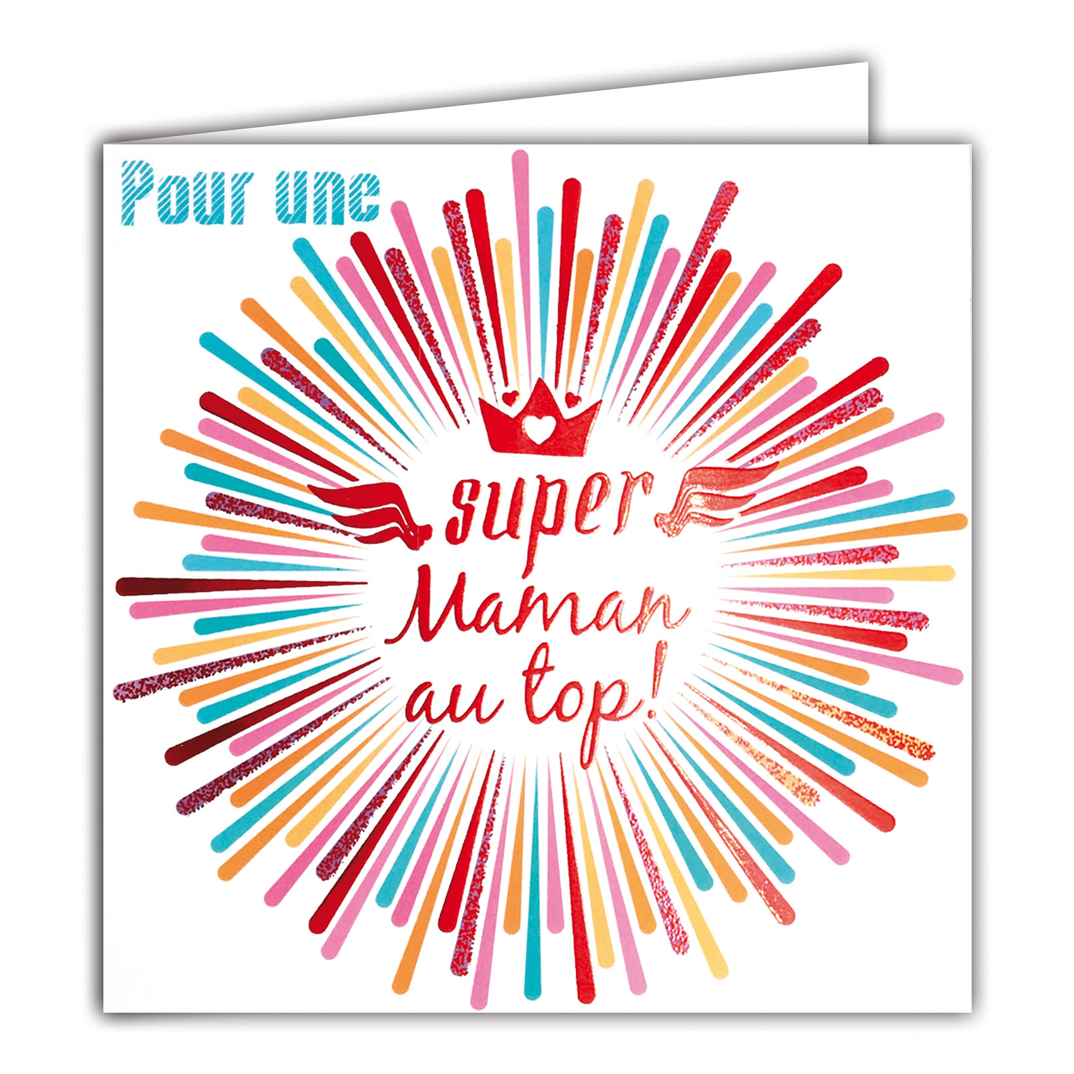 Afie 22076 Glossy Red Card for a Super Mum on Top for All Occasions Birthday Mother's Day Birth Parents with White Envelope Format 12 x 17.5 cm