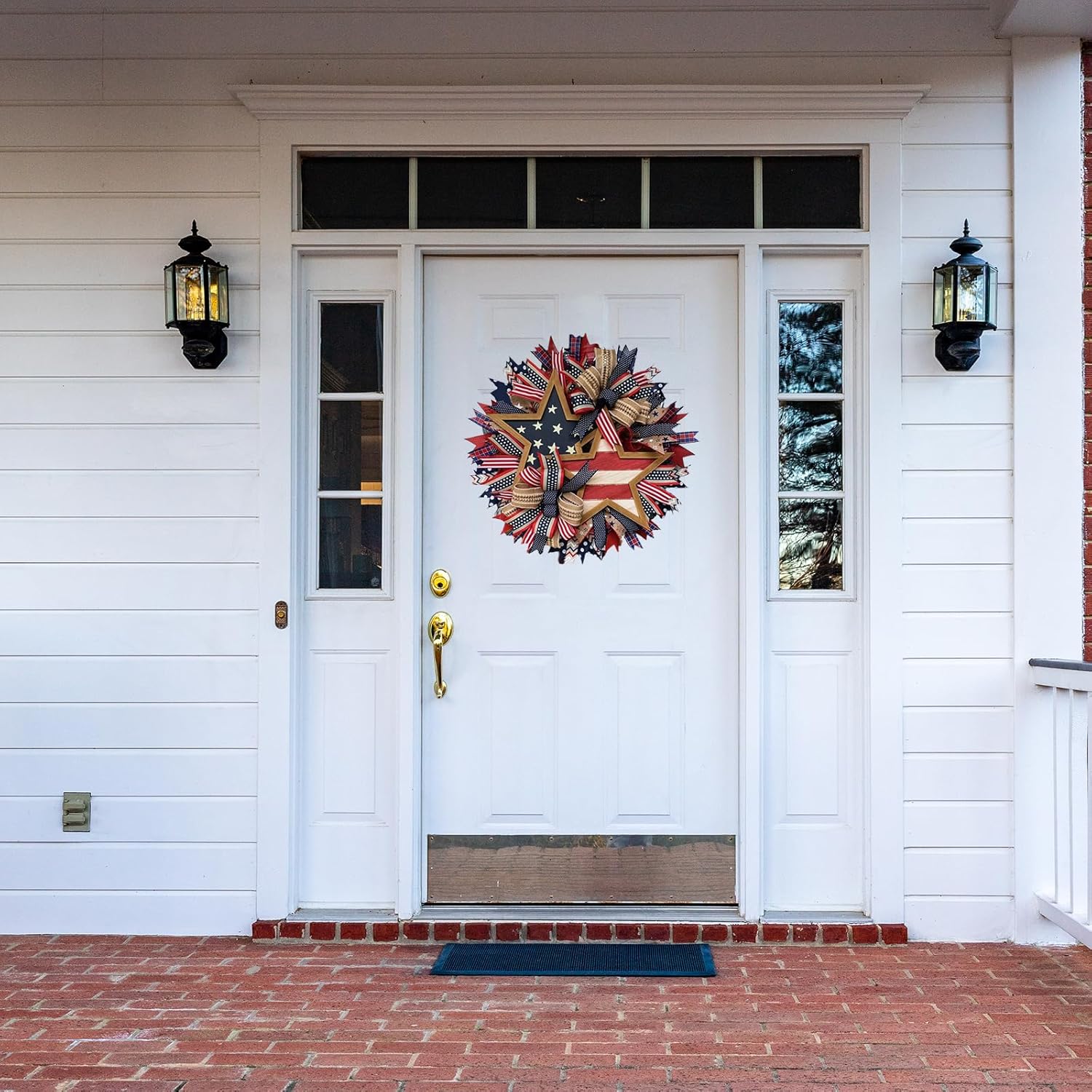17”Patriotic Wreaths for Front Door,4th of July Decorations,Patriotic Decor,Summer Outdoor Wreath for Front Door - Image 3