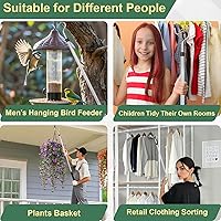 Vista 7 de Poste de gancho para ropa, 51 pulgadas, alcance de poste de armario con gancho, mango de esponja de acero inoxidable, longitud del mango de la ropa