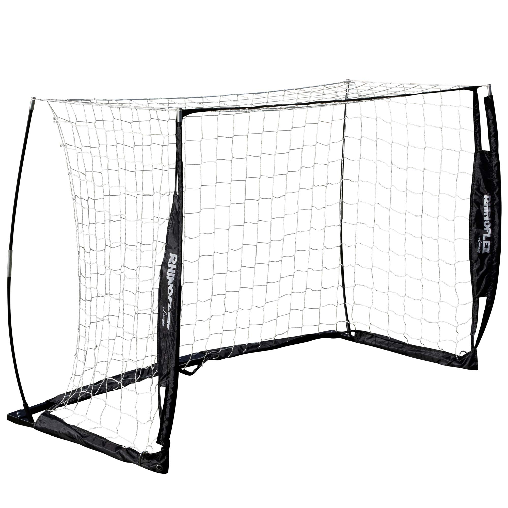 Champion SportsPortable Soccer Goal: Rhino Flex Soccer Goal Net with White Netting, Black Frame, Ground Stakes and Carry Bag - In Multiple Goal Sizes
