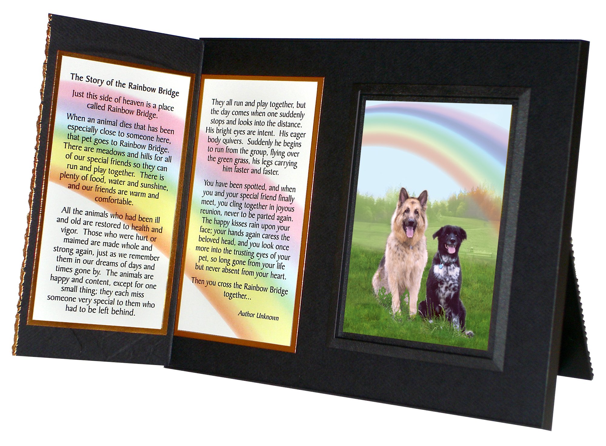 Amazon.com: Pet Lover Remembrance Gift, Rainbow Bridge Poem, Memorial Pet  Loss Picture Frame Keepsake and Sympathy Gift Package, Black with Foil  Accent : Everything Else