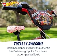 Vista 5 de Dynacraft Hot Wheels Boys BMX Bikes Sizes 12" - 18" for Ages 3-9 Years in red, Black, with Handlebar rev Grip Play Feature