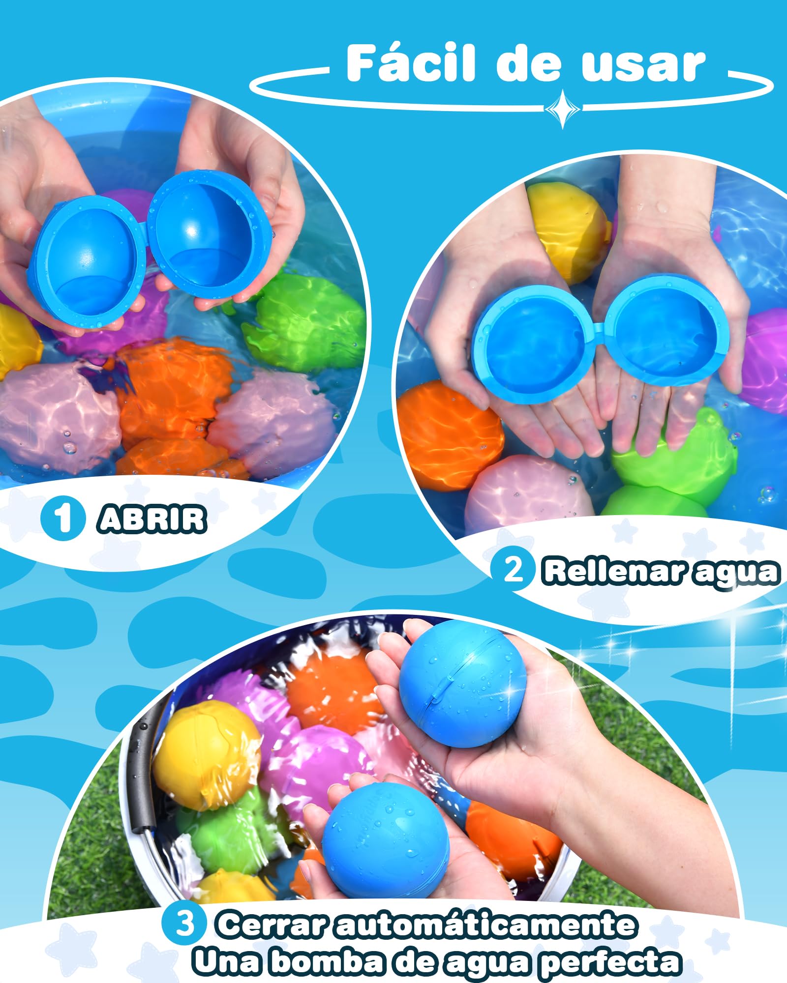 KOKODI Globos de Agua Reutilizables con Imán, Silicona Suave Llenado Rápido, Juegos de Agua para Niños, Juguetes de Piscina y Playa Verano al Aire Libre para Niños y Adultos，18 Uds，Versión estándar