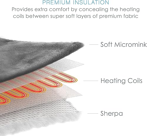 Miniatura 4 de Manta térmica de felpa Pure Enrichment PureRelief: manta eléctrica de 50 x 60 pulgadas de calentamiento rápido con 4 configuraciones de calor, bolsa