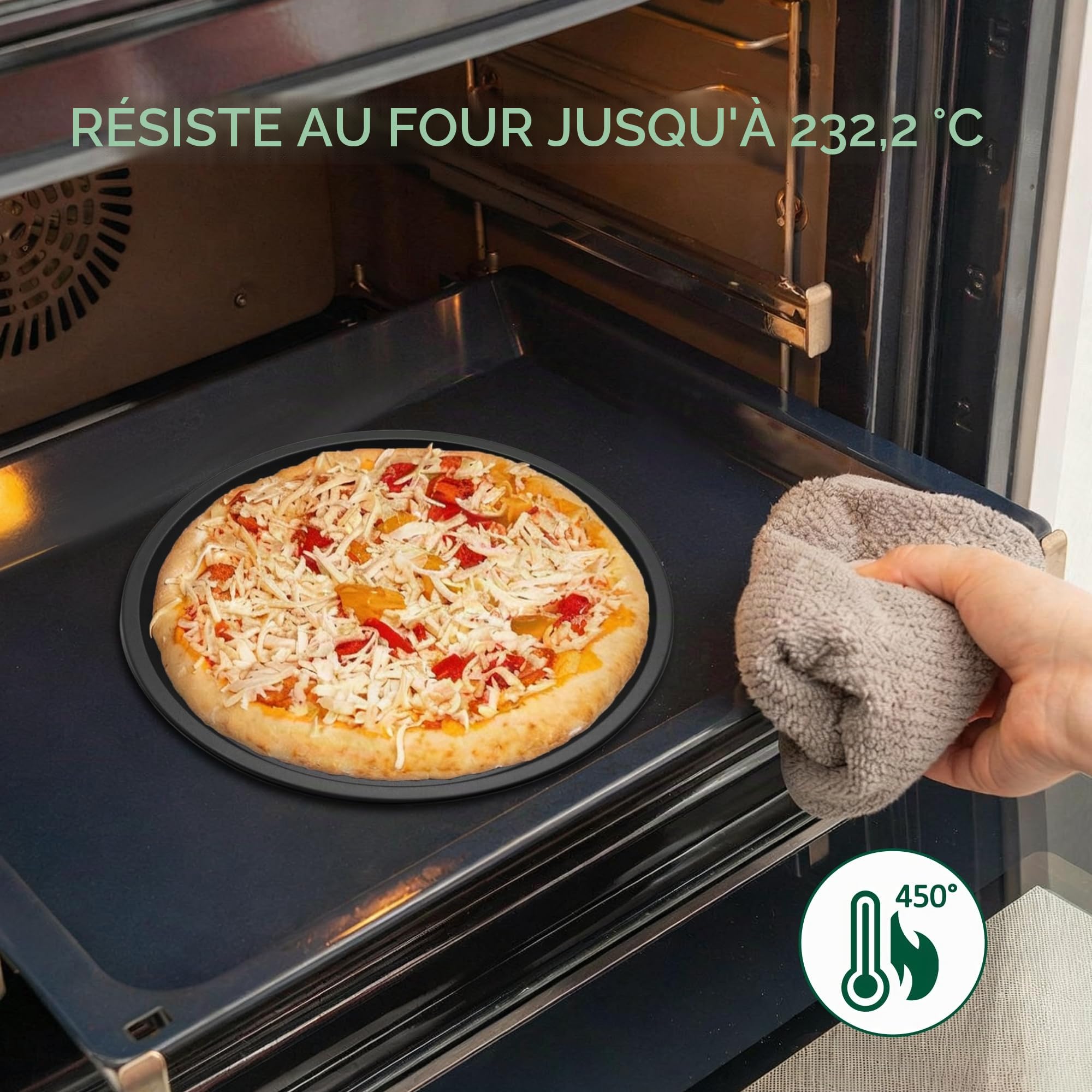 Lot de 2 plateaux à pizza avec trous, plaques à pizza antiadhésives, plaque de cuisson perforée en acier au carbone, plaque de four ronde pour la cuisson, 30 cm