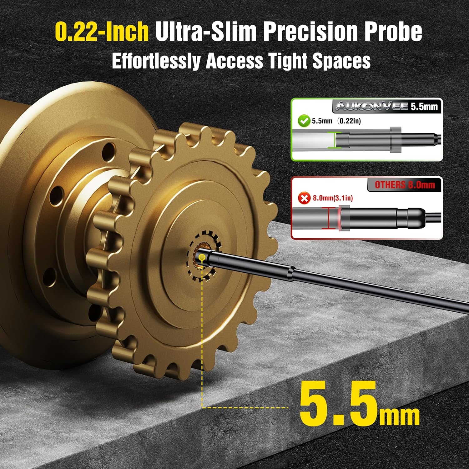 Endoscope Camera with Light & 32GB Card, 1080P HD Borescope Inspection Camera 4.3" IPS Screen, 5.5mm IP67 Waterproof Probe with 6 Adjustable LEDs,16.4FT Semi-Rigid Cable, Tools, Gadgets for Men