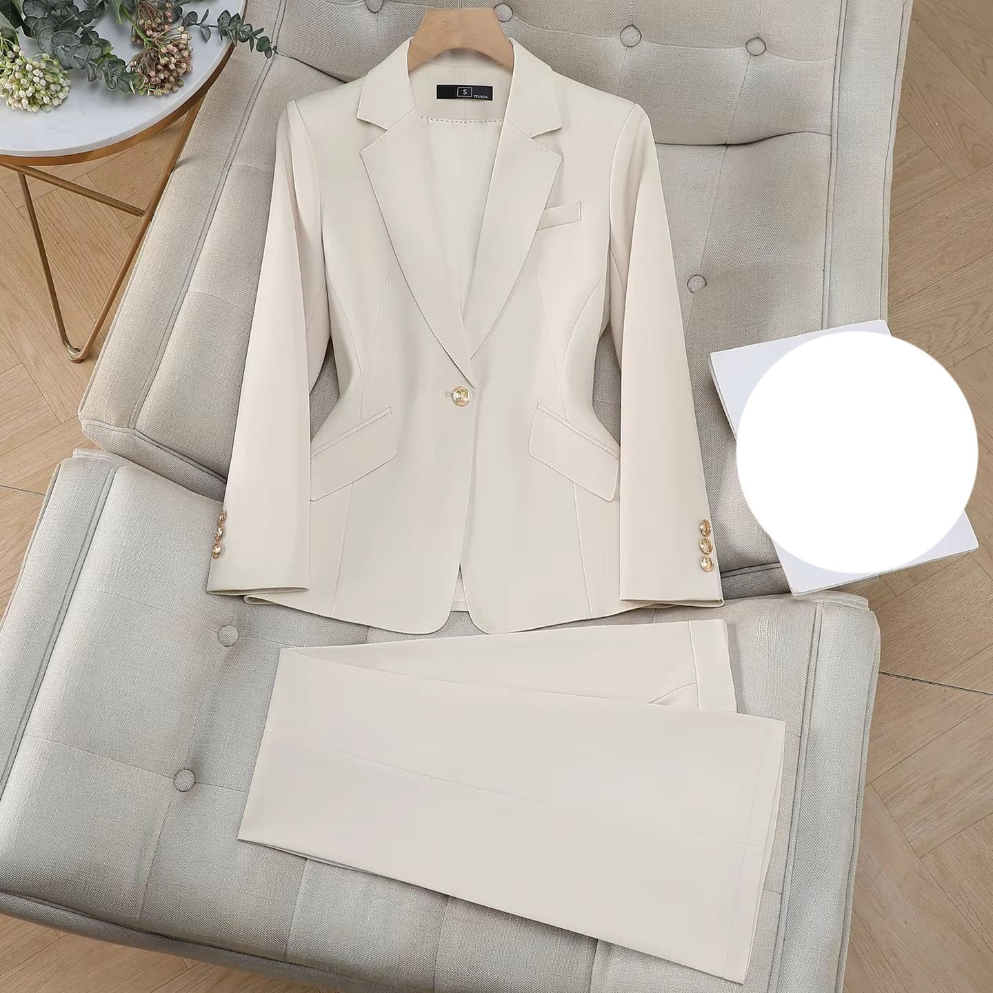 Women's Double Breasted Office Suit Set Blazer Pants Work Outfit