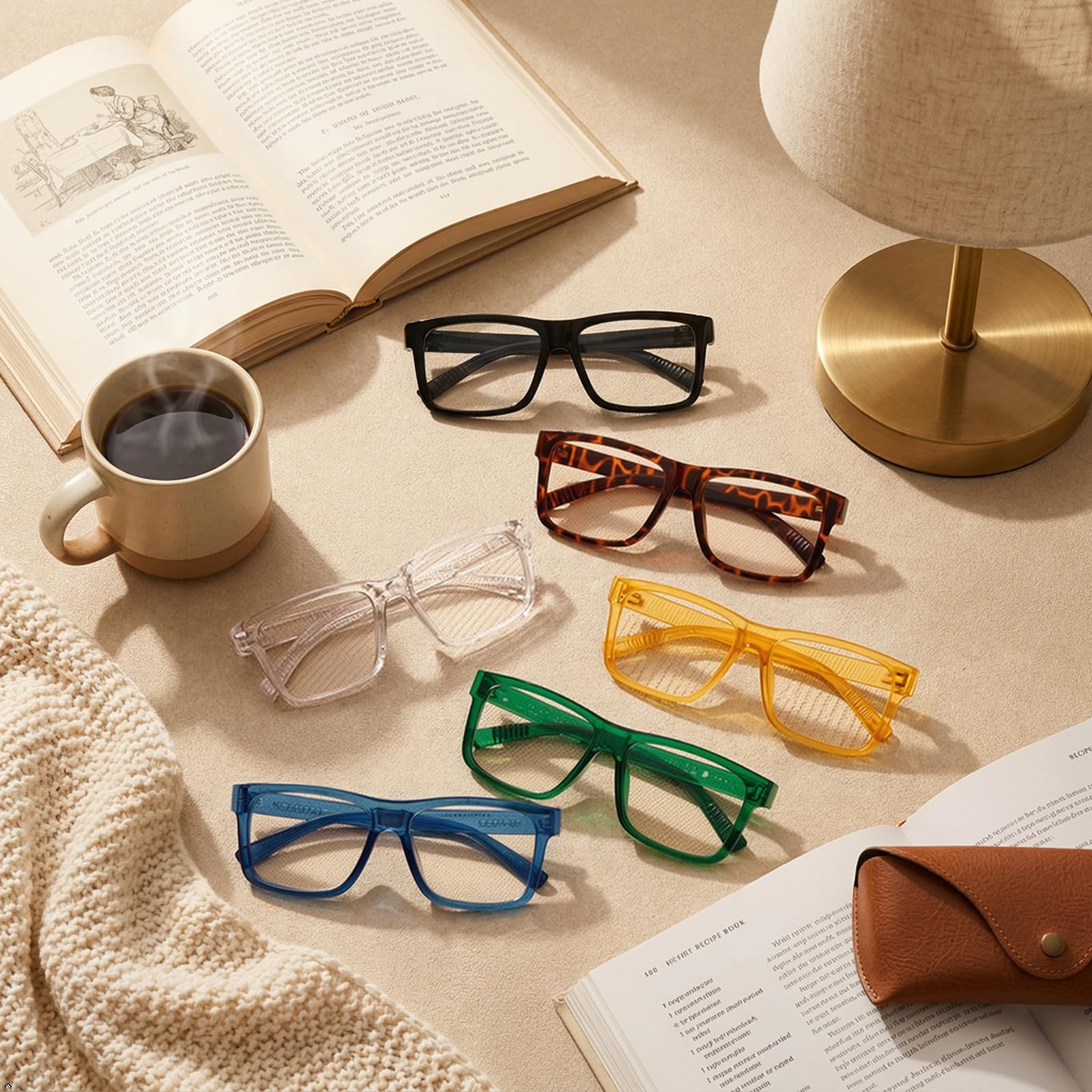 Eyekepper 6 Paia Occhiali da Lettura Senza Metallo con Protezione Luce Blu, Cerniere a Molla Senza Viti per Computer, Uomo