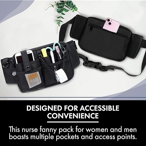 Miniatura 5 de First Lifesaver Riñonera para enfermera con múltiples compartimentos y soporte de cinta para enfermeras y estudiantes de enfermería (negro)