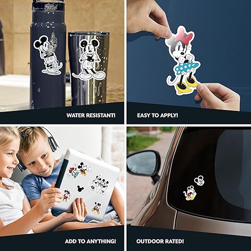 Miniatura 2 de Disney Classic Mickey & Minnie Mouse - Juego de 15 calcomanías de Mickey y Minnie Mouse para niños y adultos, calcomanías de vinilo para laptop,