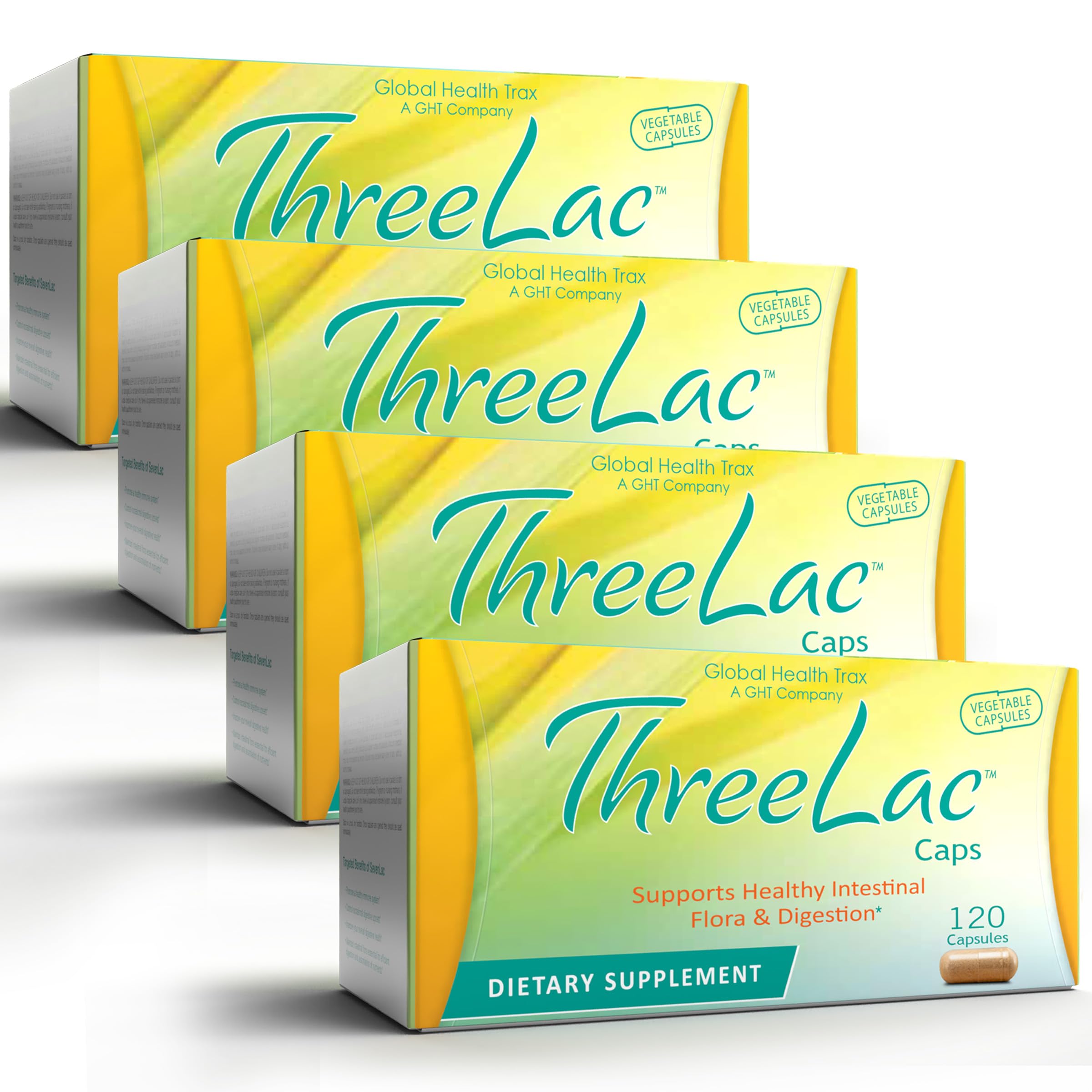 Global Health Trax GHT - ThreeLac Probiotic Capsules, 480 Count - Comprehensive Digestive Support for Men, Women, and Children - Immune System and Gut Balance, Non-GMO