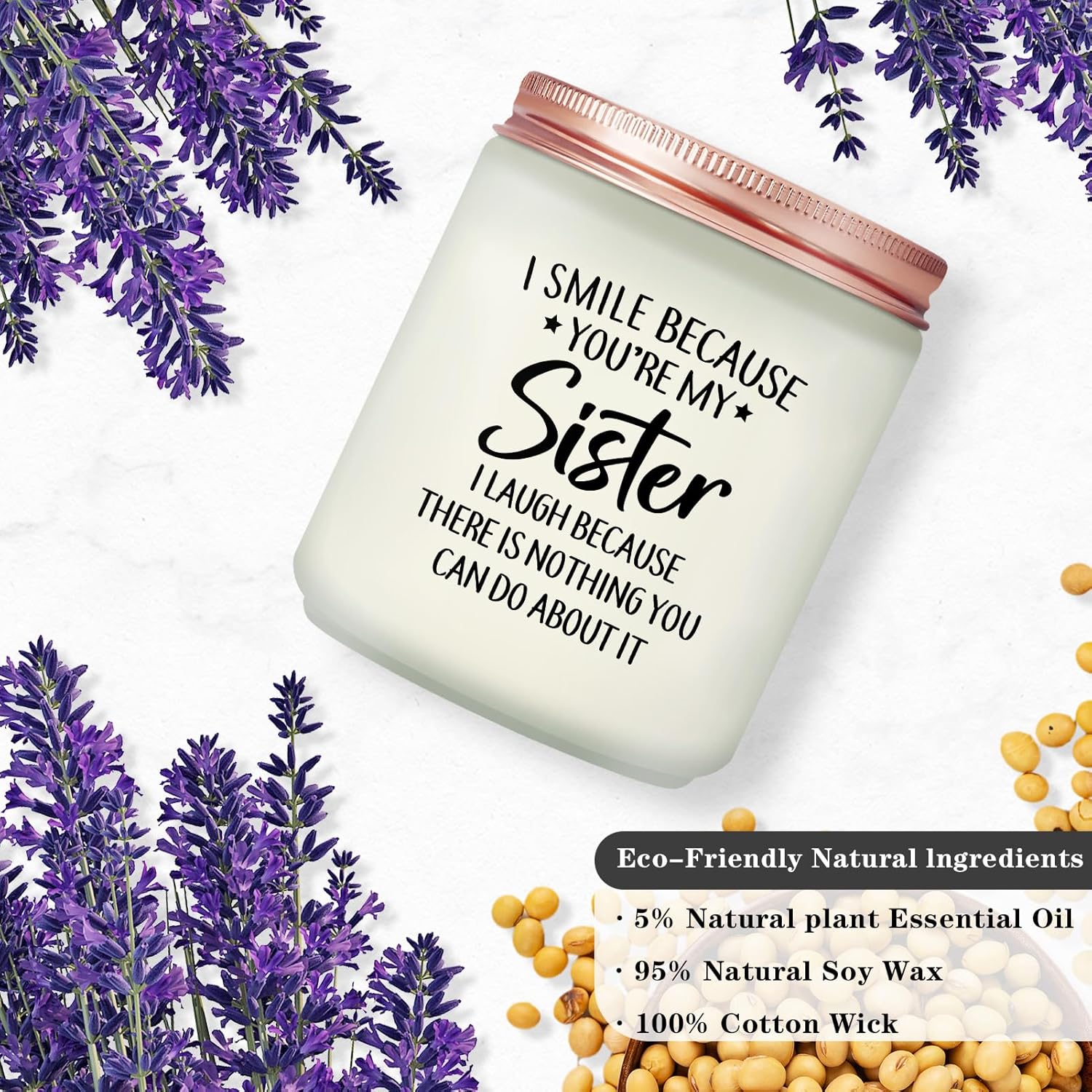 Maybeone Gifts for Sister - Christmas Birthday Mothers Day Valentines Day Gifts for Big Sisters - I Smile Because You are My Sister Scented Candle - Image 2