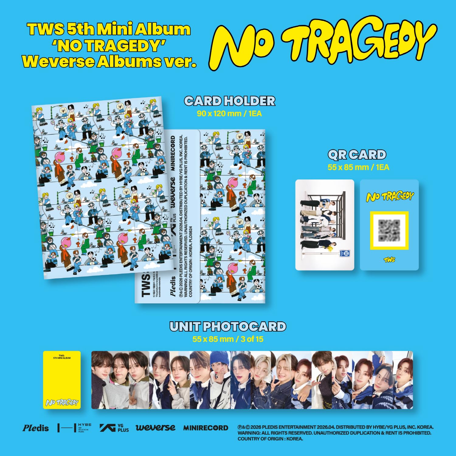 Zestaw (HUSH: 2 standardowe + 1KiT + 1 albumy Weverse + 1 HUSH) TWS NO TRAGEDY 5. mini album ze śledzeniem