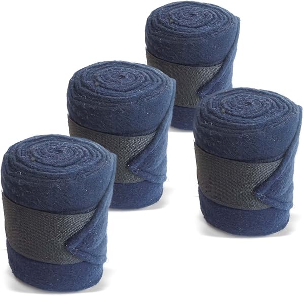 Juego de 4 vendas para caballo de forro polar con cierre, con práctica bolsa de almacenamiento (mini shetland pony (mini shetty), azul marino) - 1